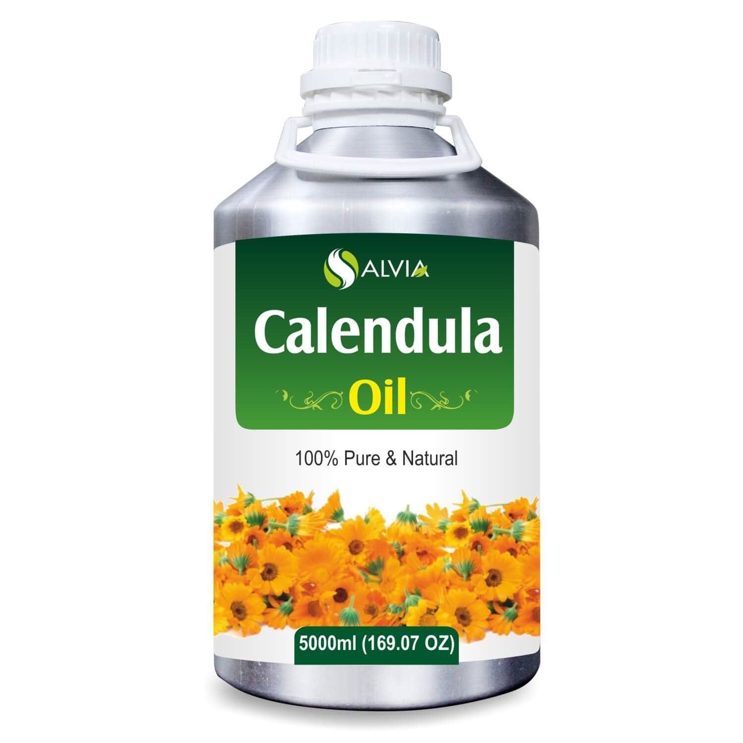 Salvia Natural Carrier Oils 5000ml Calendula Oil (Calendula officinalis) Pure & Natural Carrier Oil Treats Dandruff, Nourishes Skin, Anti-Aging Properties, Glows Skin
